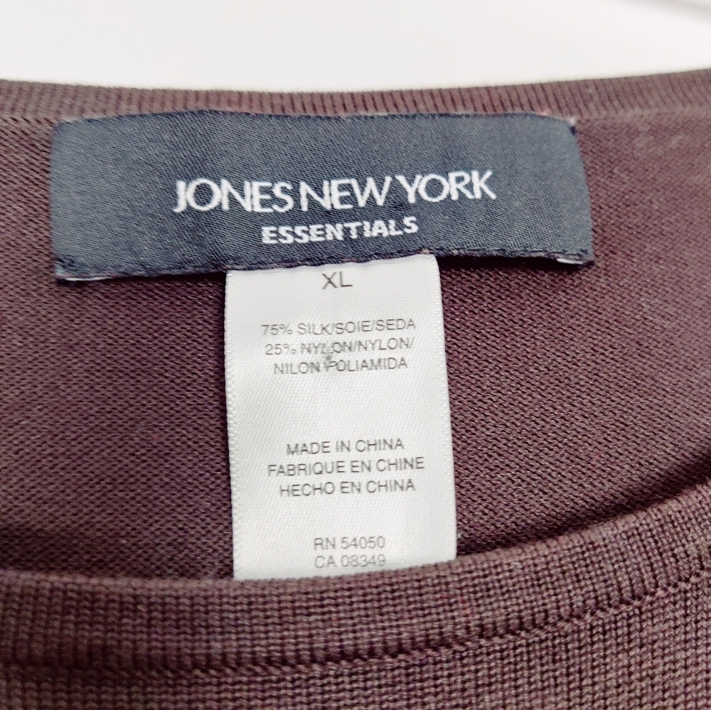 Jones New York Women's Knit Blouse in Brown Size XL Silk Business Casual - Picture 3 of 6